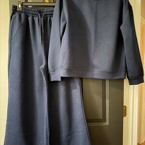 Double Take Textured Long Sleeve Top and Drawstring Pants Set